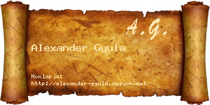 Alexander Gyula névjegykártya